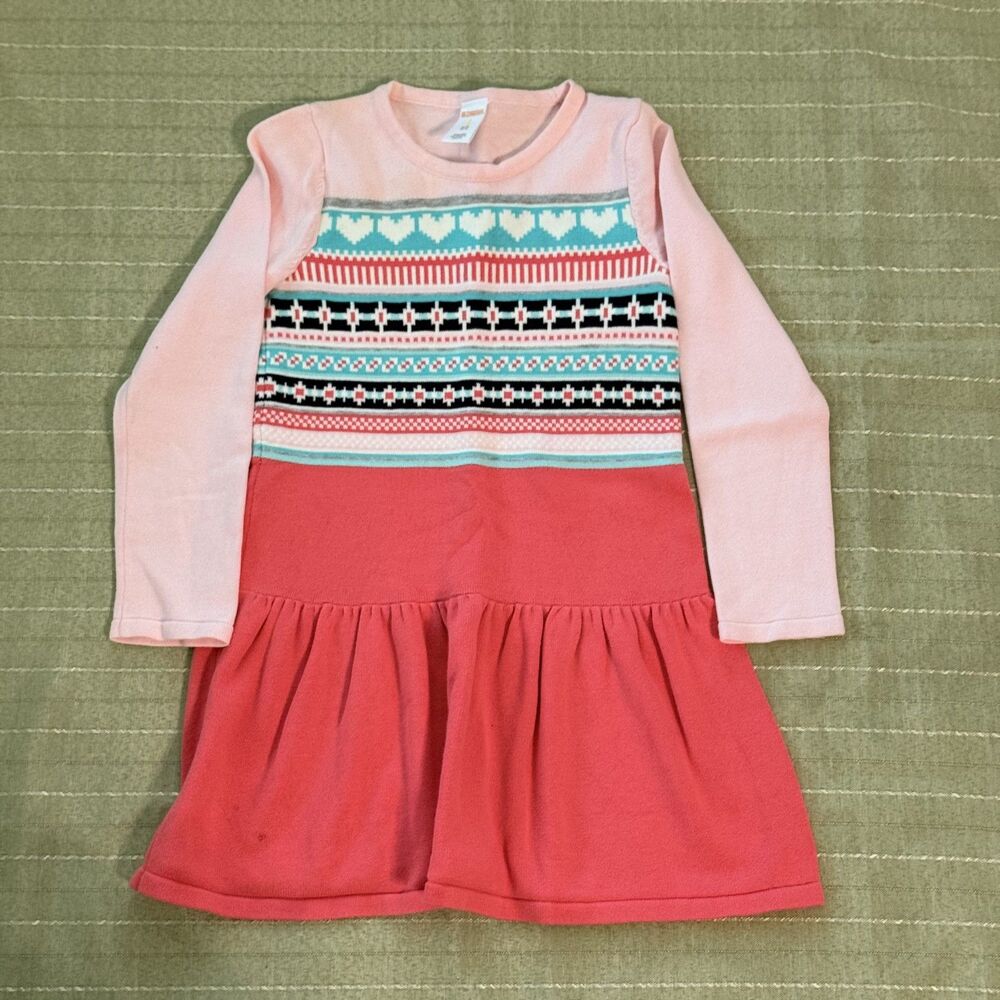 Gymboree Girls Pink Long Sleeve Sweater Dress Size 7 Great Condition